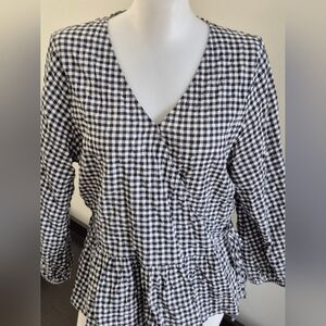 Hudson Jeans Blue and White Gingham Blouse